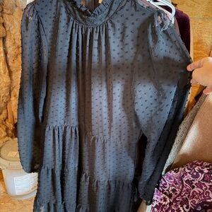 Altar'd State Black Textured Blouse